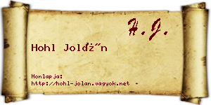 Hohl Jolán névjegykártya