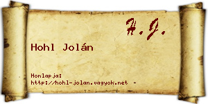 Hohl Jolán névjegykártya