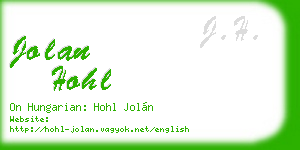 jolan hohl business card